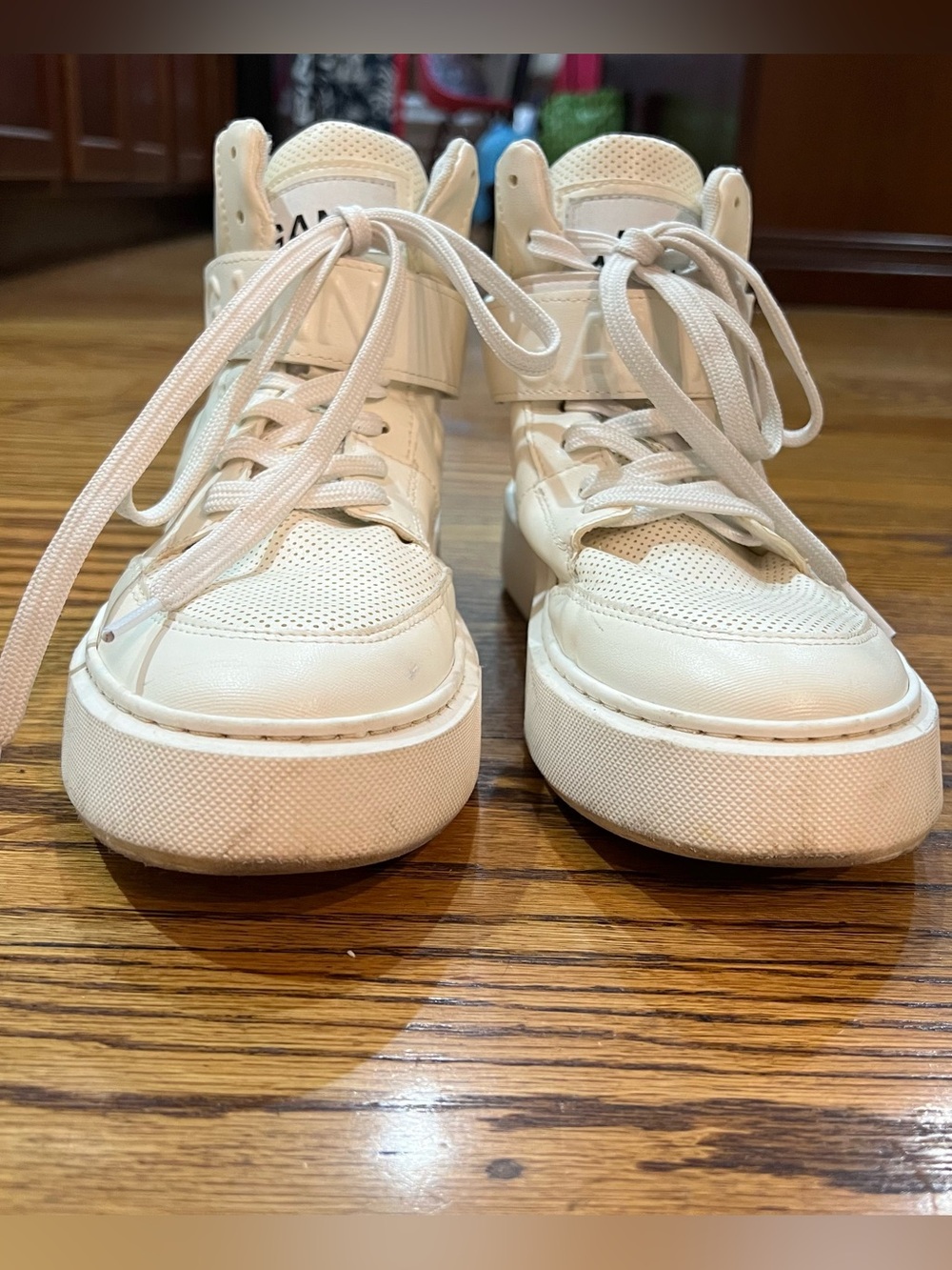 GANNI Women’s Sporty Mix High-Top Sneakers Sz 40 White/Egret Vegan Streetwear - Picture 2 of 16